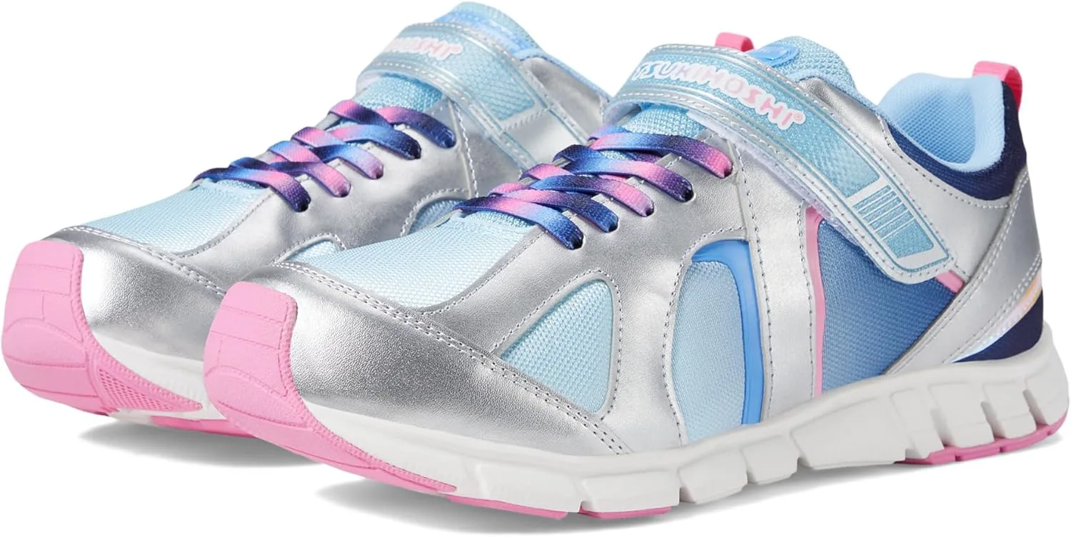 Детские кроссовки TSUKIHOSHI Rainbow Kids - с застежкой на ремешок, пригодные для стирки в машине, с широкой носочной частью и противоскользящими, немаркими подошвами, для детей 4-12 лет, серебряный — фото 3