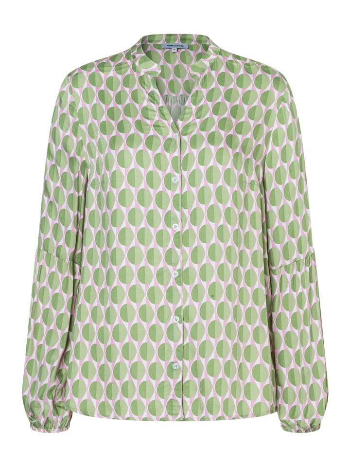 

More & More Струящаяся блузка с длинными рукавами, с принтом в зелено-розовых тонах