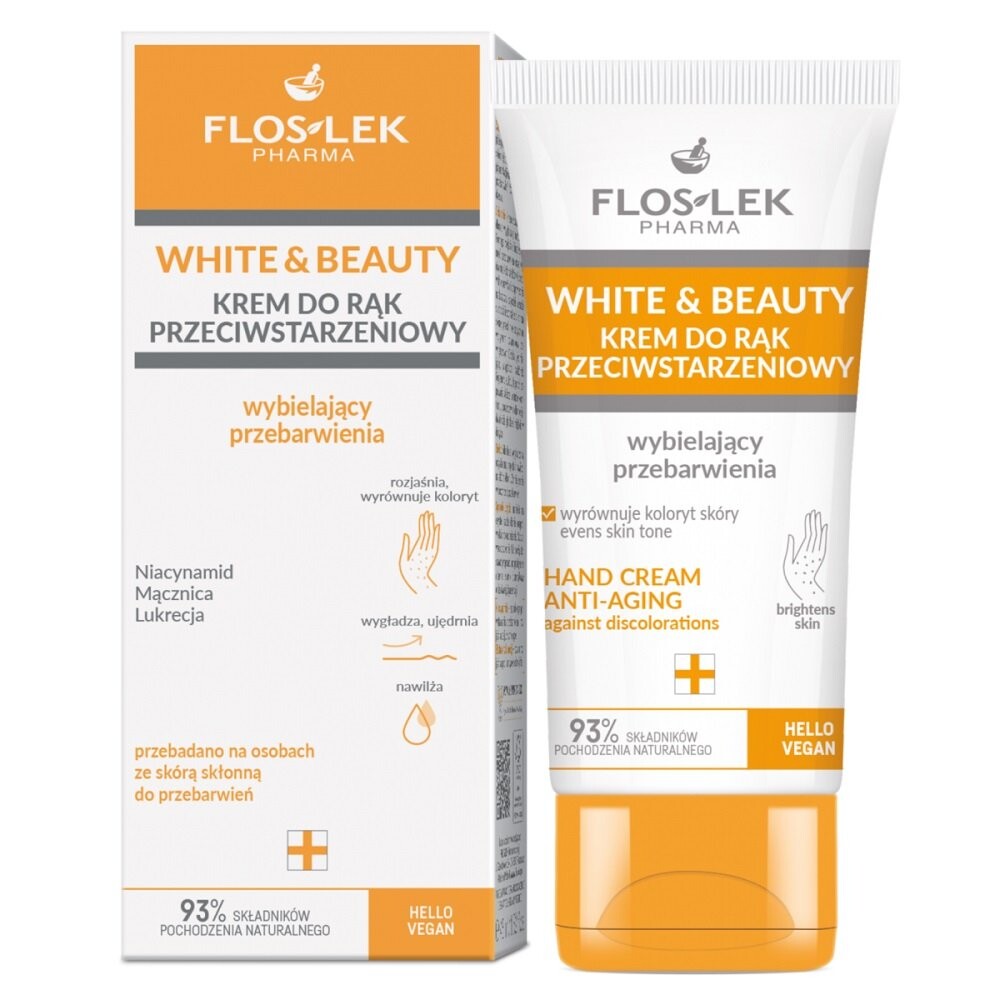 

Floslek White & Beauty антивозрастной крем для рук, отбеливающий и отбеливающий пигментные пятна, 45мл