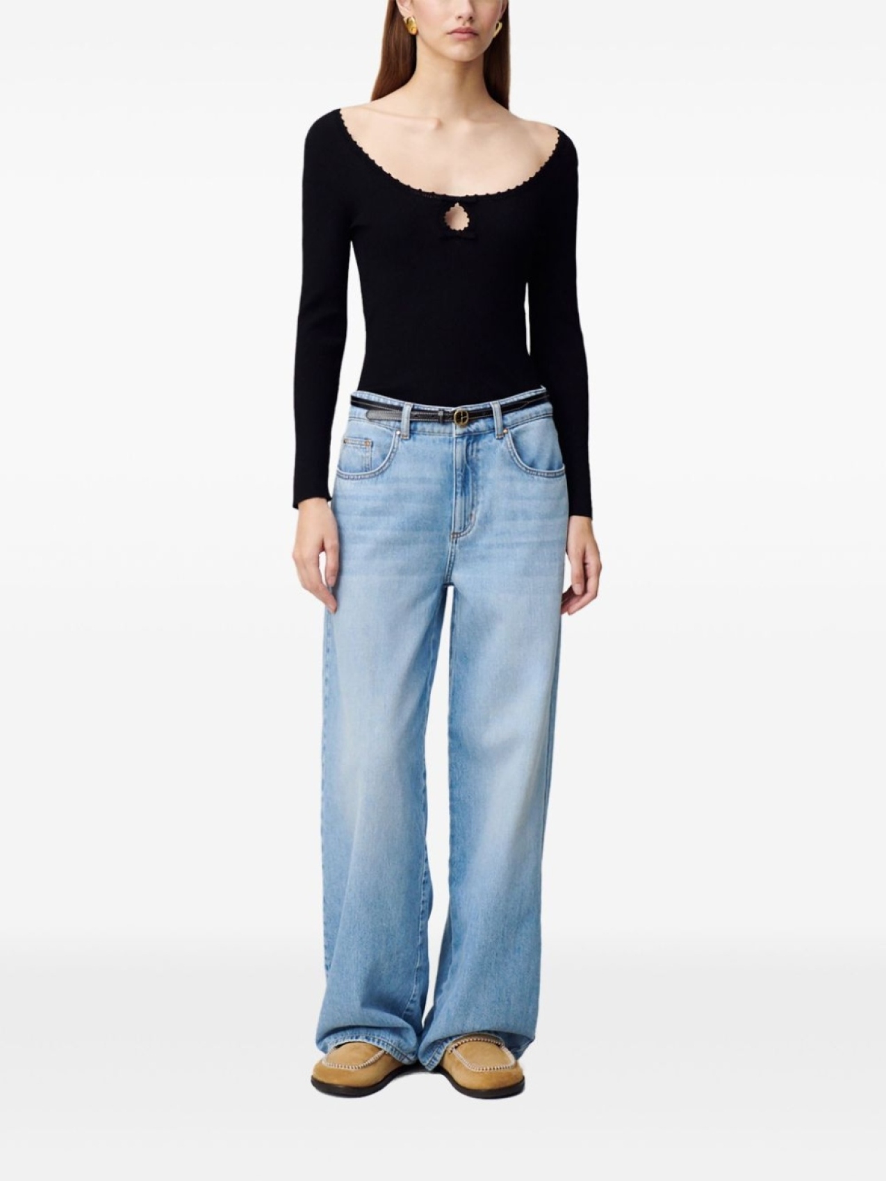 

Claudie Pierlot топ тонкой вязки с длинными рукавами, черный