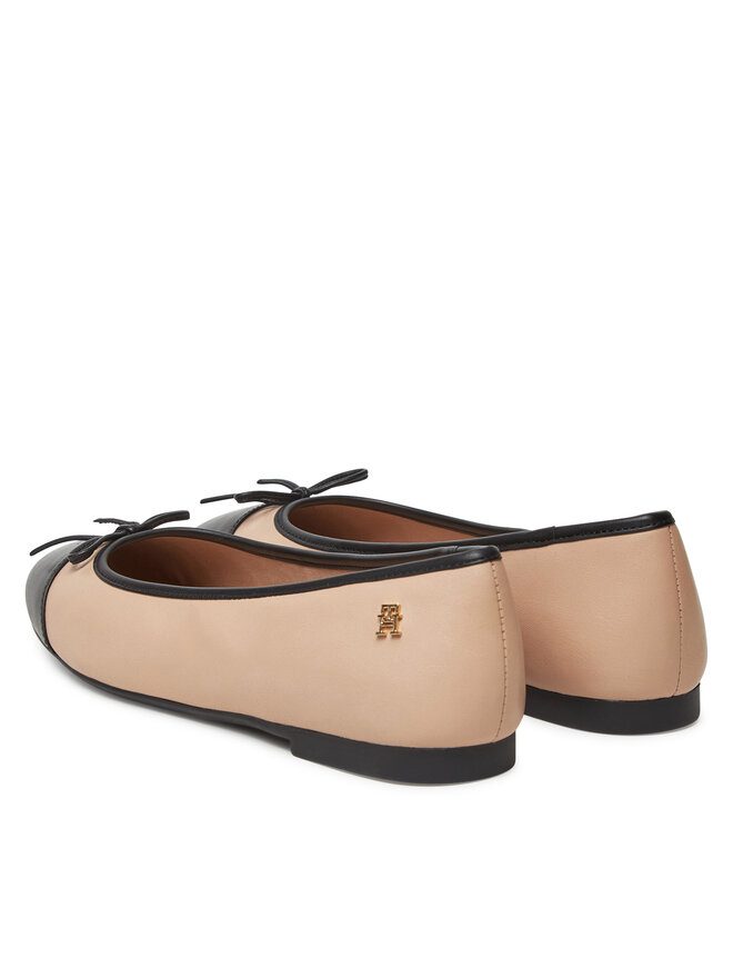 Балетки Toe Cap Leather Ballerina FW0FW08759 Tommy Hilfiger, экрю — фото 3