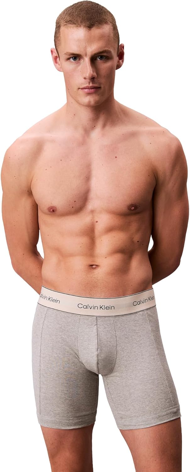 Комплект из 3 мужских трусов-боксеров Calvin Klein из хлопка пима, Oyster Gray, Grey Heather, White — фото 2