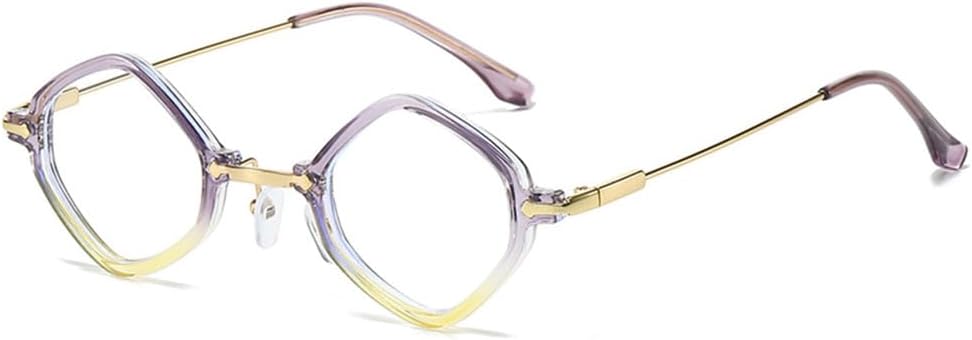 

Ретро-солнцезащитные очки для женщин в стиле «маленький многоугольник», прозрачные линзы с градиентом, защита от УФ-излучения UV400, мужские солнцезащитные очки в стиле панк LANGSER, Purple Yellow Clear