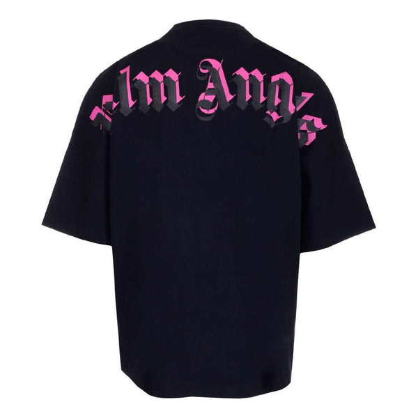 

Футболка doubled logo over tee 'black fuchsia' Palm Angels, черный