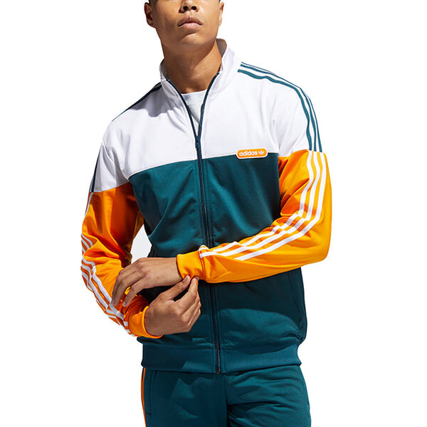 Куртка adidas originals Split Firebird Colorblock Casual Sports Stand Collar Side Stripe Windproof Jacket Yellow Green, зеленый — фото 2