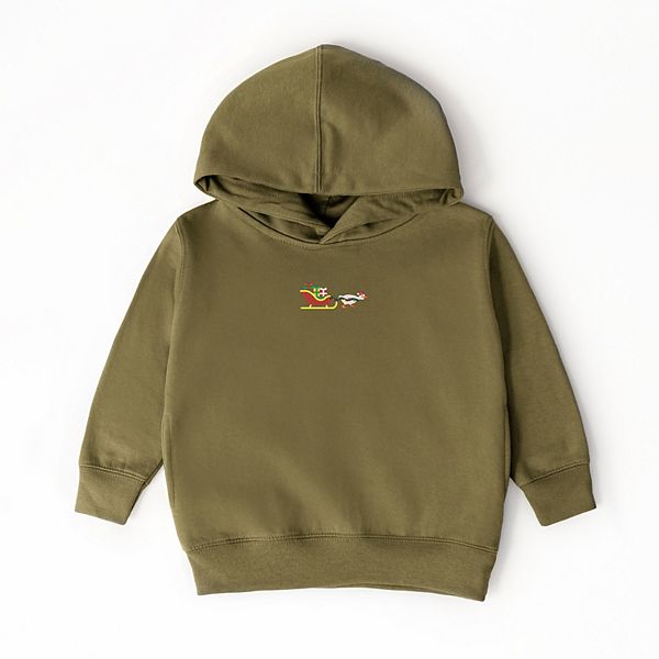 

Толстовка с капюшоном для малышей с вышивкой в виде гуся в санях The Juniper Shop, Army Green
