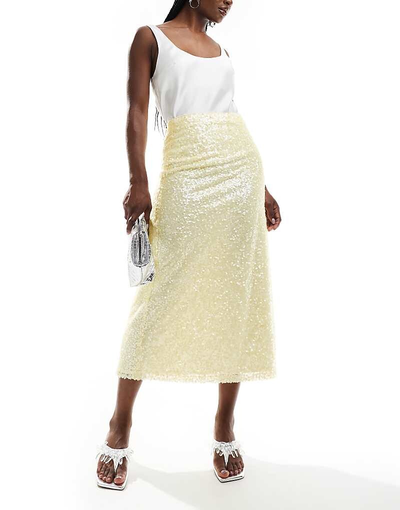 

ASOS DESIGN – Юбка миди пастельного цвета с пайетками