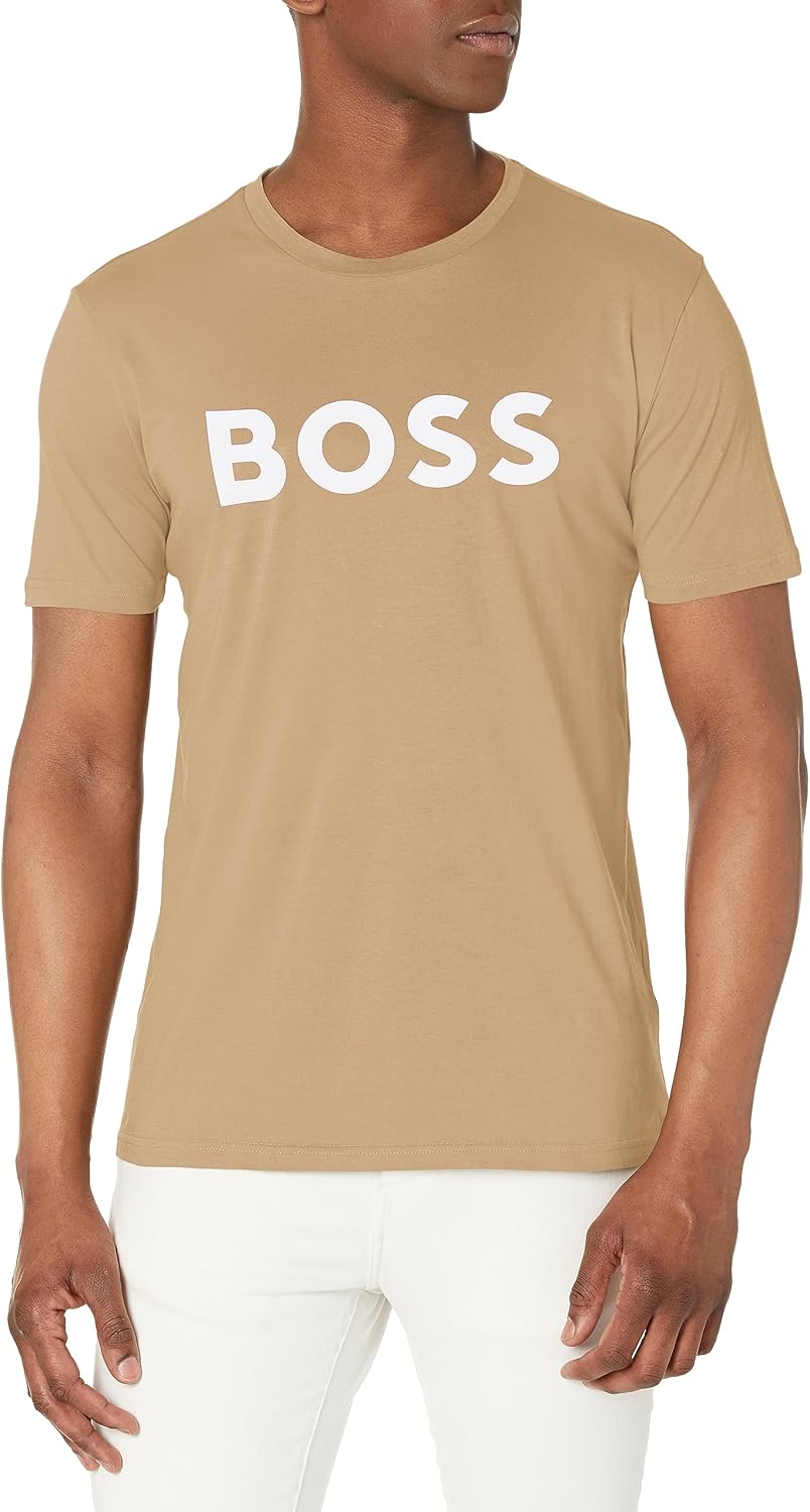 

Мужская футболка из хлопкового джерси с большим логотипом BOSS, Oxford Tan, Бежевый, Мужская футболка из хлопкового джерси с большим логотипом BOSS, Oxford Tan