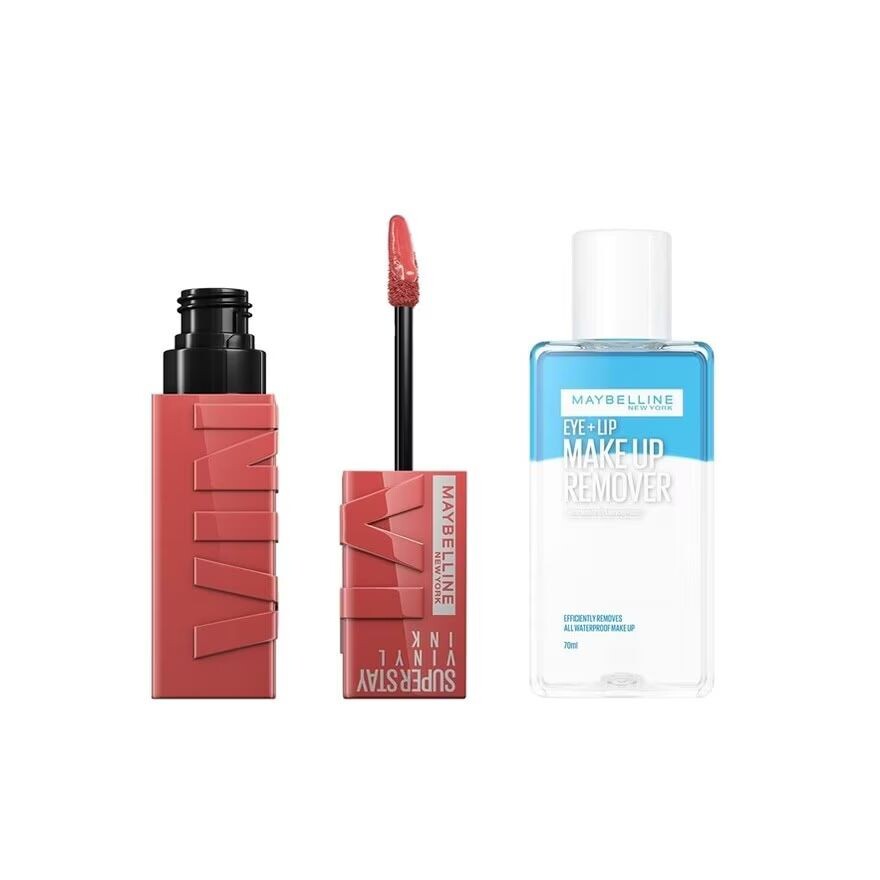 

Maybelline Средство для снятия макияжа с глаз и губ 70 мл+ Superstay Vinyl Ink Lip 4,2 мл 65 Saucy, Saucy