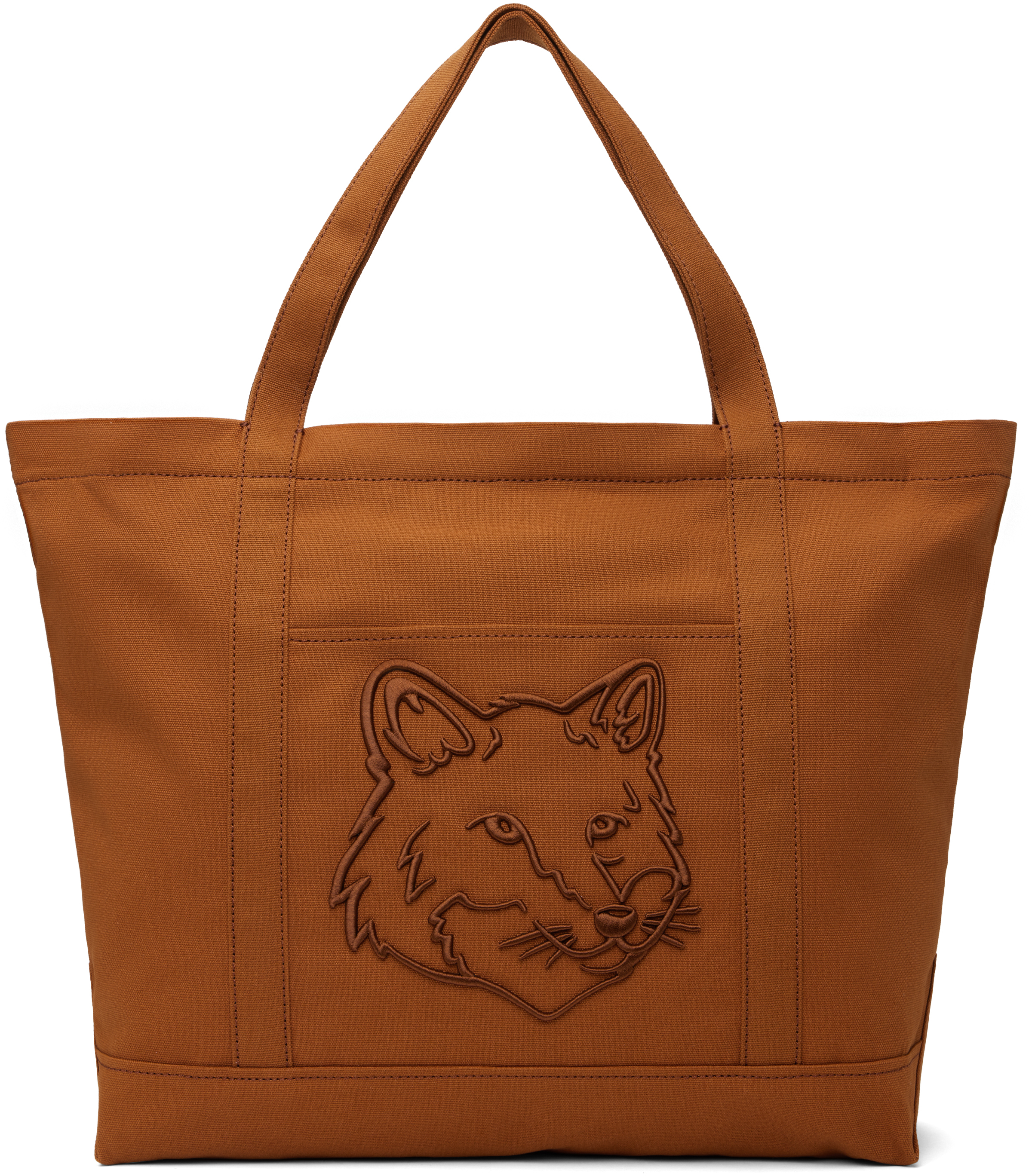 

Большая сумка с изображением головы коричневой лисы Maison Kitsune, Fawn brown
