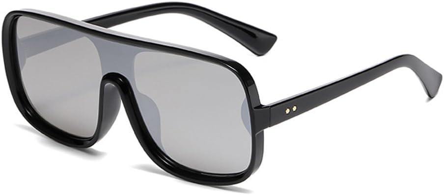 

Модные женские солнцезащитные очки большого размера с ретро-заклепками, мужские солнцезащитные очки с градиентным зеркальным покрытием и защитой от УФ-излучения UV400 TKKTLLT, Black Silver Mirror