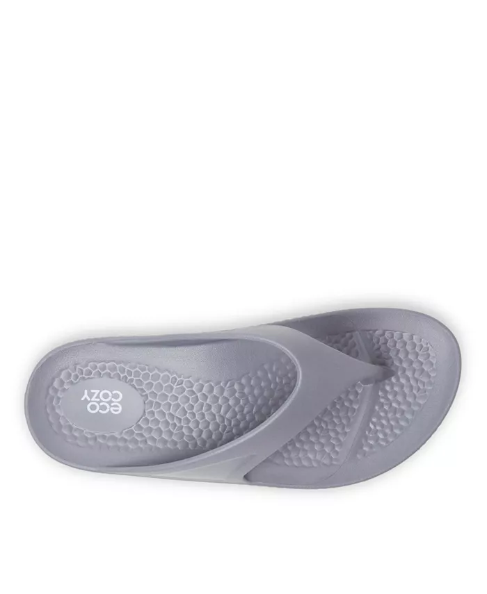 Мужские экологичные удобные шлепанцы-вьетнамки EcoCozy Sustainable Comfort Flip Flop Thong Sandal Dearfoams, серый — фото 4