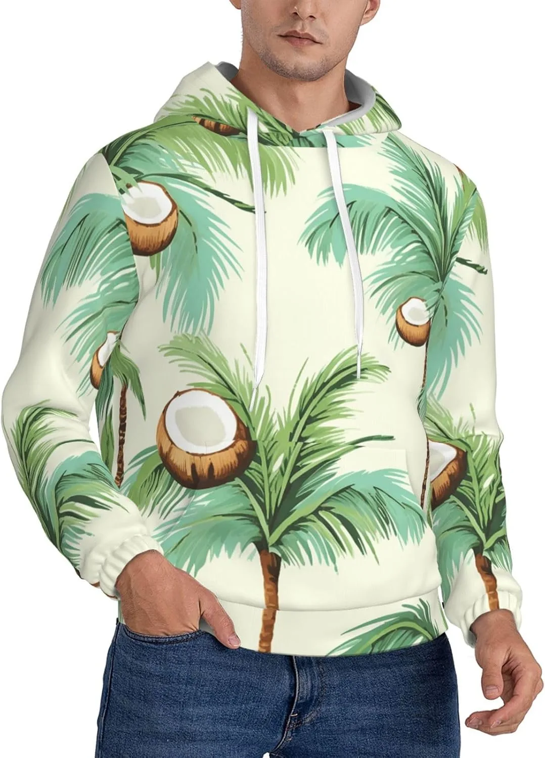 

Мужская флисовая толстовка с капюшоном, летняя с принтом Coconut Tree KKLWEGU