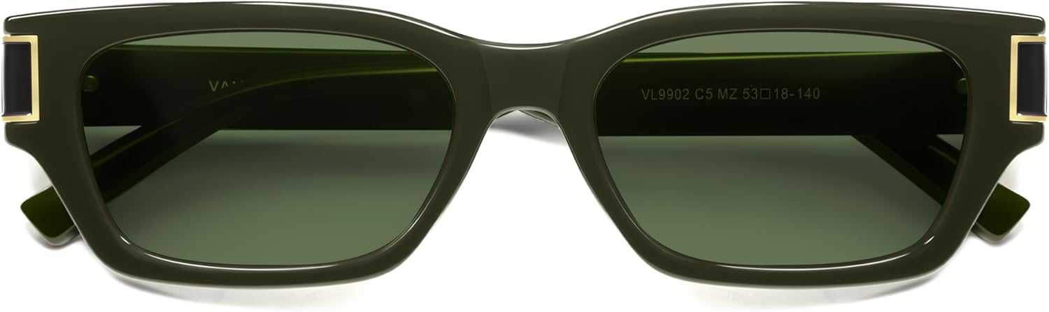 

Поляризованные солнцезащитные очки VANLINKER 2026 в стиле «кошачий глаз», модные, маленькие, квадратные, ретро, ​​рейв, прямоугольные, VL9902, Olive Green Frame Green Lens