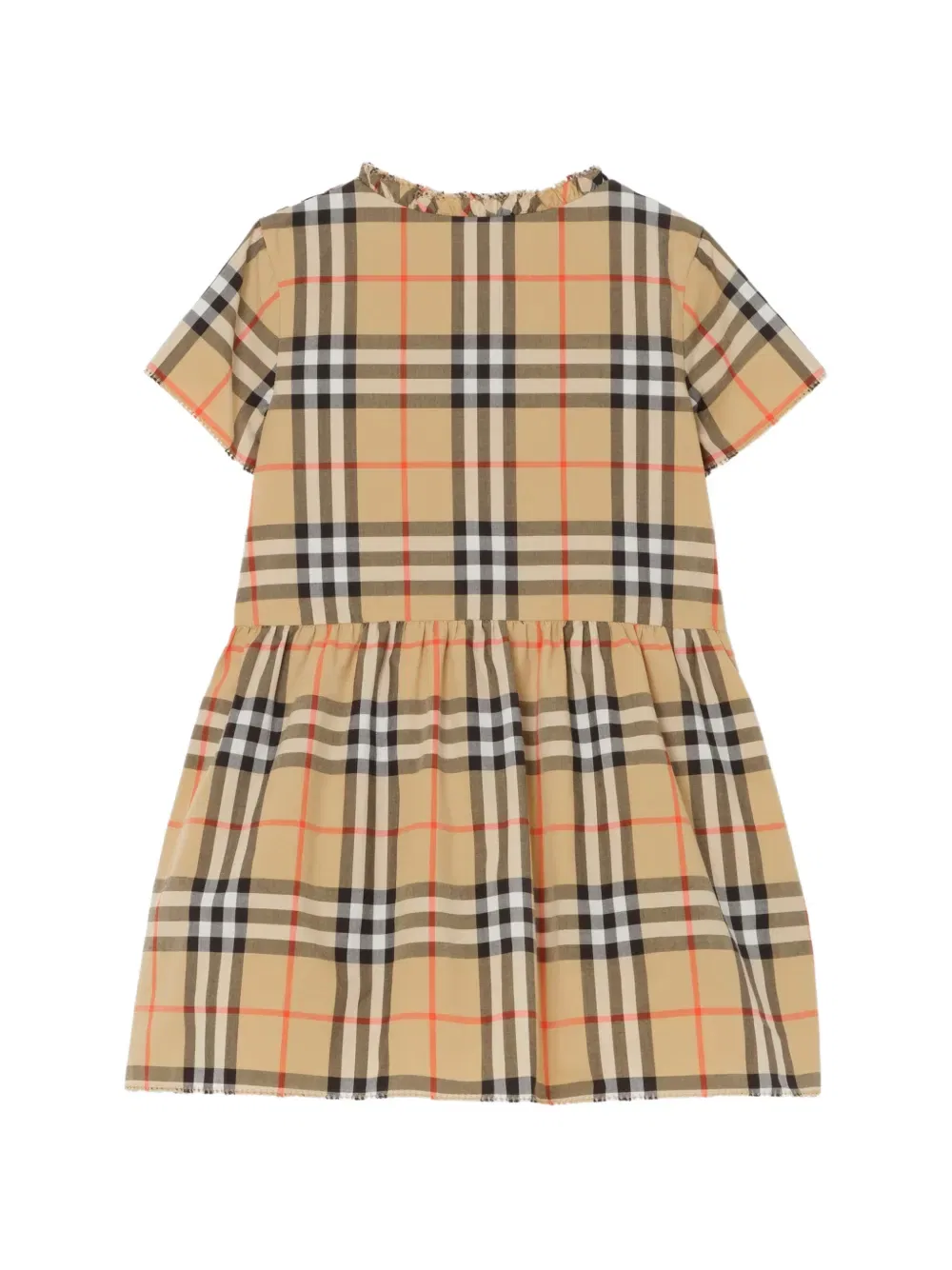 Хлопковое платье в клетку Burberry Kids, нейтральный — фото 2