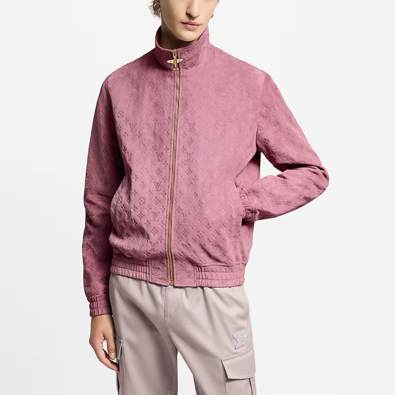 LOUIS VUITTON Куртка спортивного костюма из кожи с тиснением, Light Purple — фото 3
