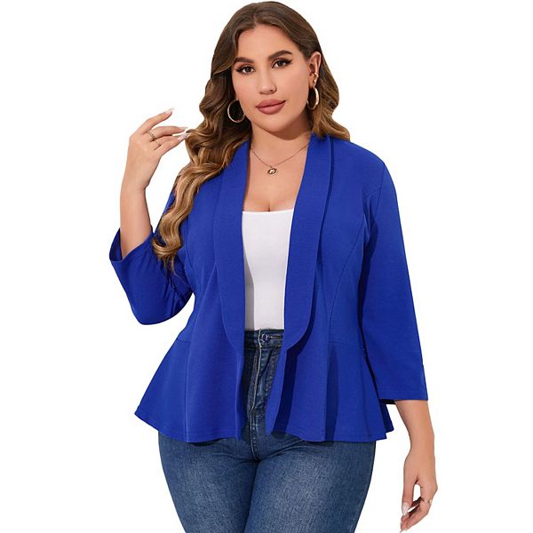 

Женский блейзер плюс сайз с открытой застежкой для офиса Seoria, Royal Blue