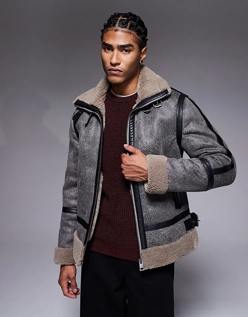 

Куртка из искусственной овчины River Island черного цвета