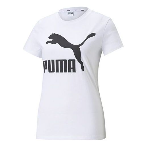 

Футболка (WMNS) PUMA Logo Printing Round-neck White 532281-02