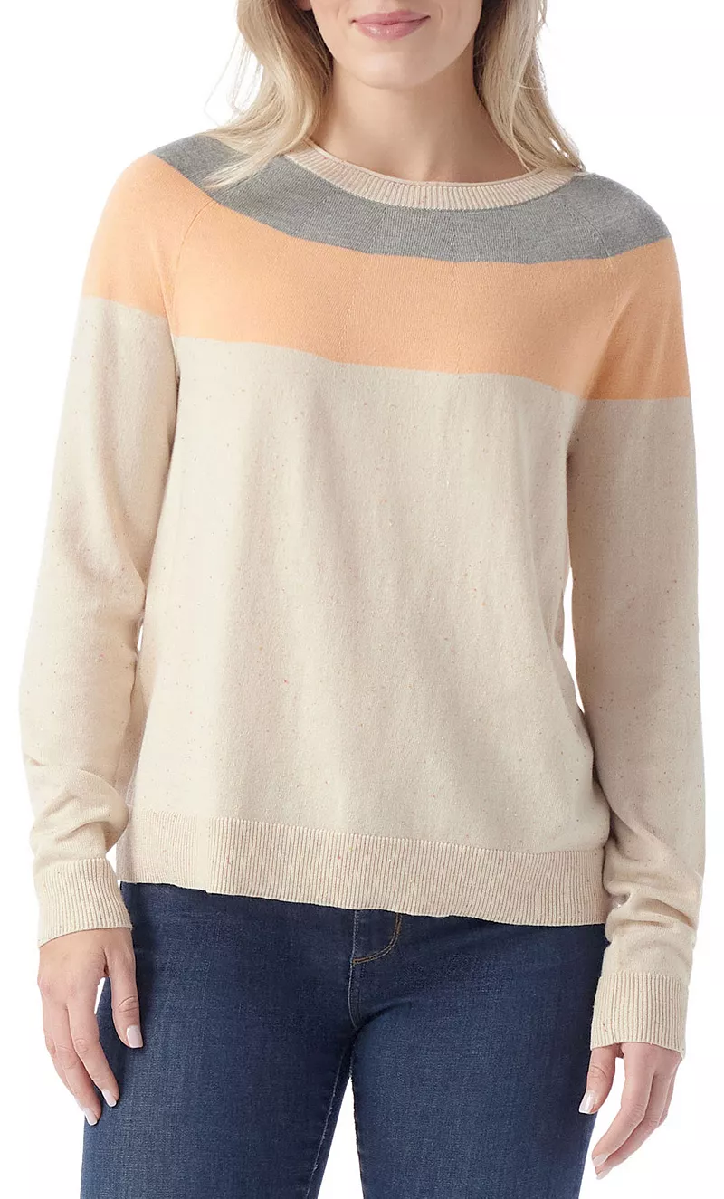 

Женский свитер с круглым вырезом Smartwool Edgewood Colorblock, цвет Almond Donegal