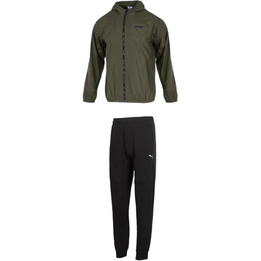 

Повседневный спортивный комплект одежды для мужчин зеленая верхняя часть+черная нижняя PUMA, зеленый/черный