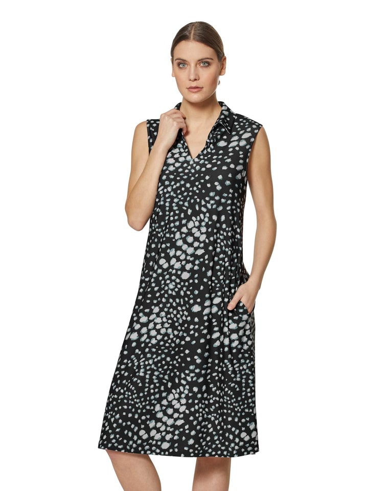 

MADELEINE Платье без рукавов с воротником-стойкой, черное/разноцветное