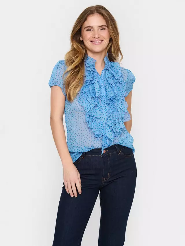 

Блуза Saint Tropez Lilja Short Sleeve Ruffle, цвет provence/blue