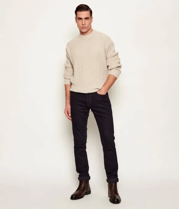 Шерстяной свитер Kableto loose fit Boss Orange, бежевый — фото 2