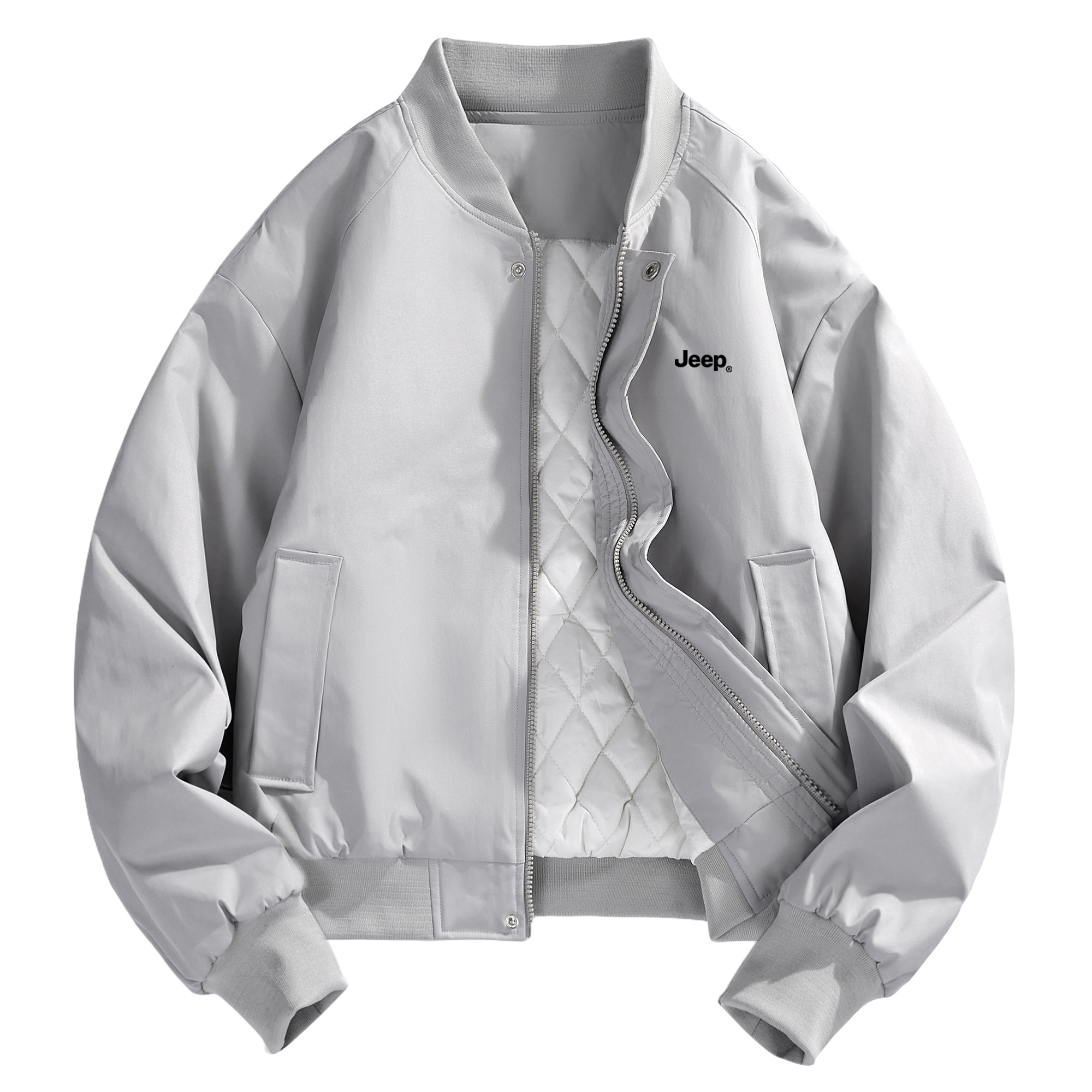 

Пуховик Unisex Stand Collar Moderate Padded Jeep, светло-серый