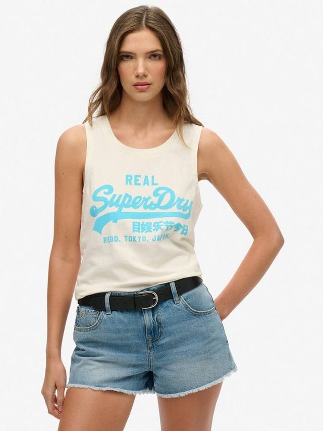 

Винтажный логотип неоновая майка с круглым вырезом Superdry, Off White