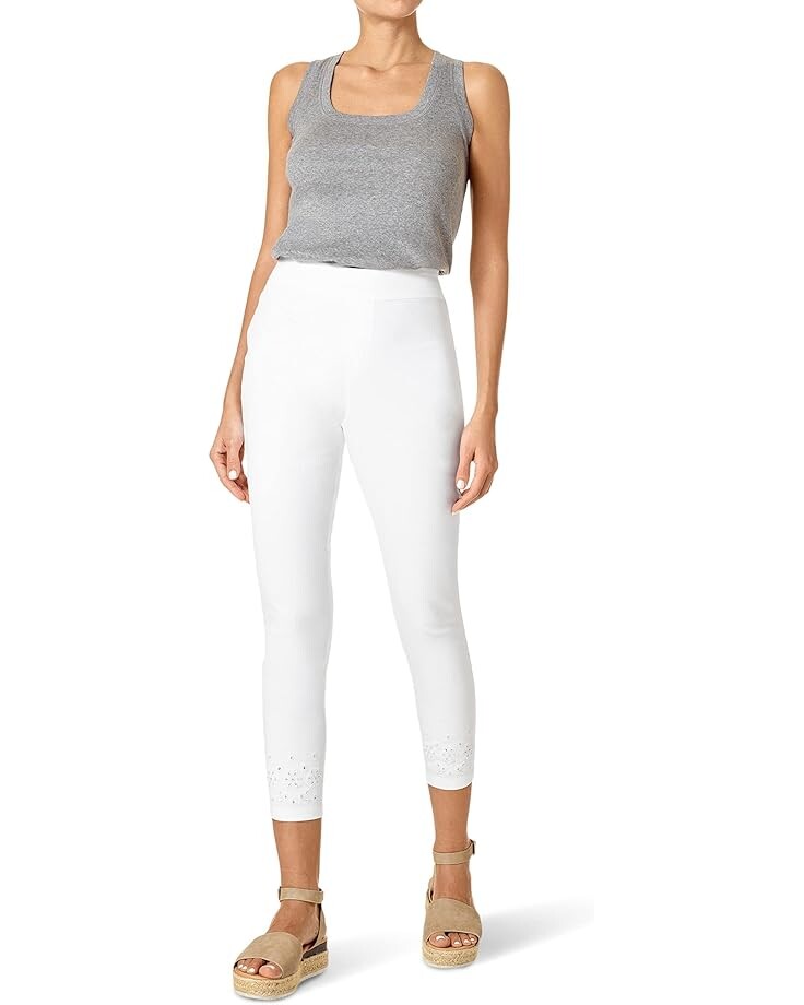 

Брюки HUE High-Rise Embroidered Eyelet Hem Skimmer, белый
