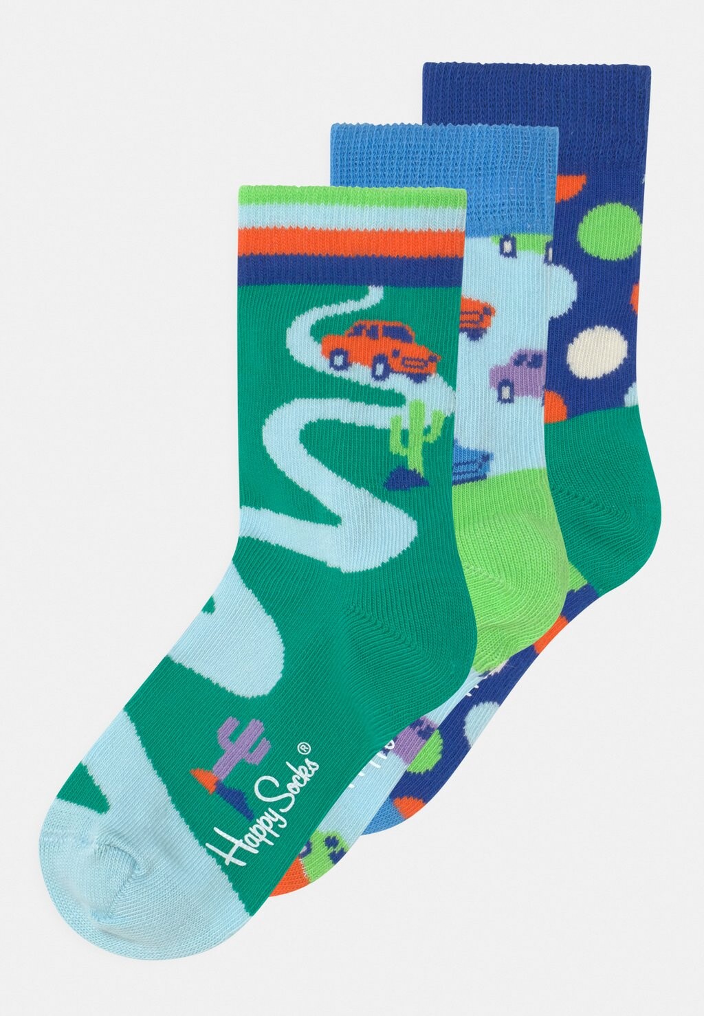 

Носки Kids Car Unisex 3 Набор Happy Socks, цвет light blue