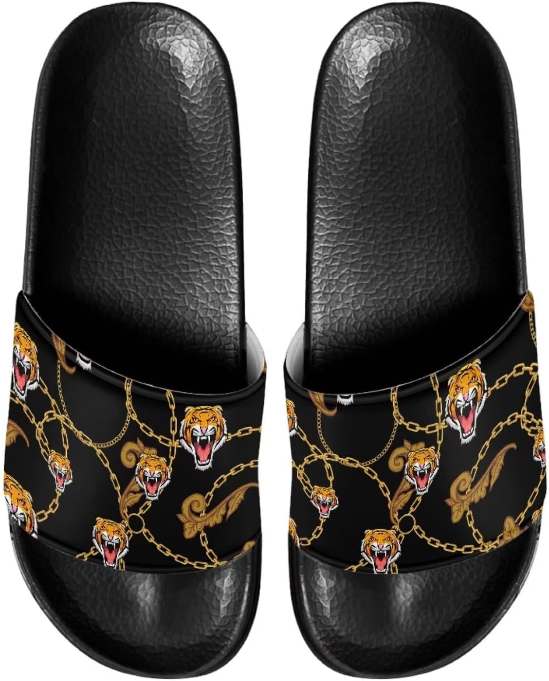 

Сланцы для мужчин с нескользящей подошвой, открытый носок, легкие в уходе, комфортная посадка, для пляжа и повседневной ходьбы Ocwfudsx, Tiger Chain