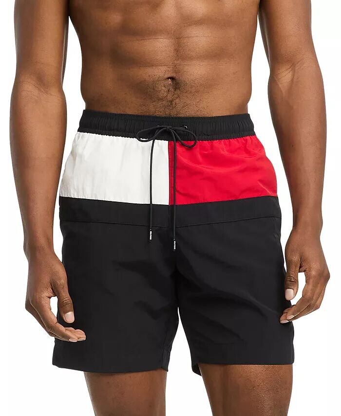 

Мужские плавки с длинным флагом на шнурке, 7 дюймов Tommy Hilfiger, синий