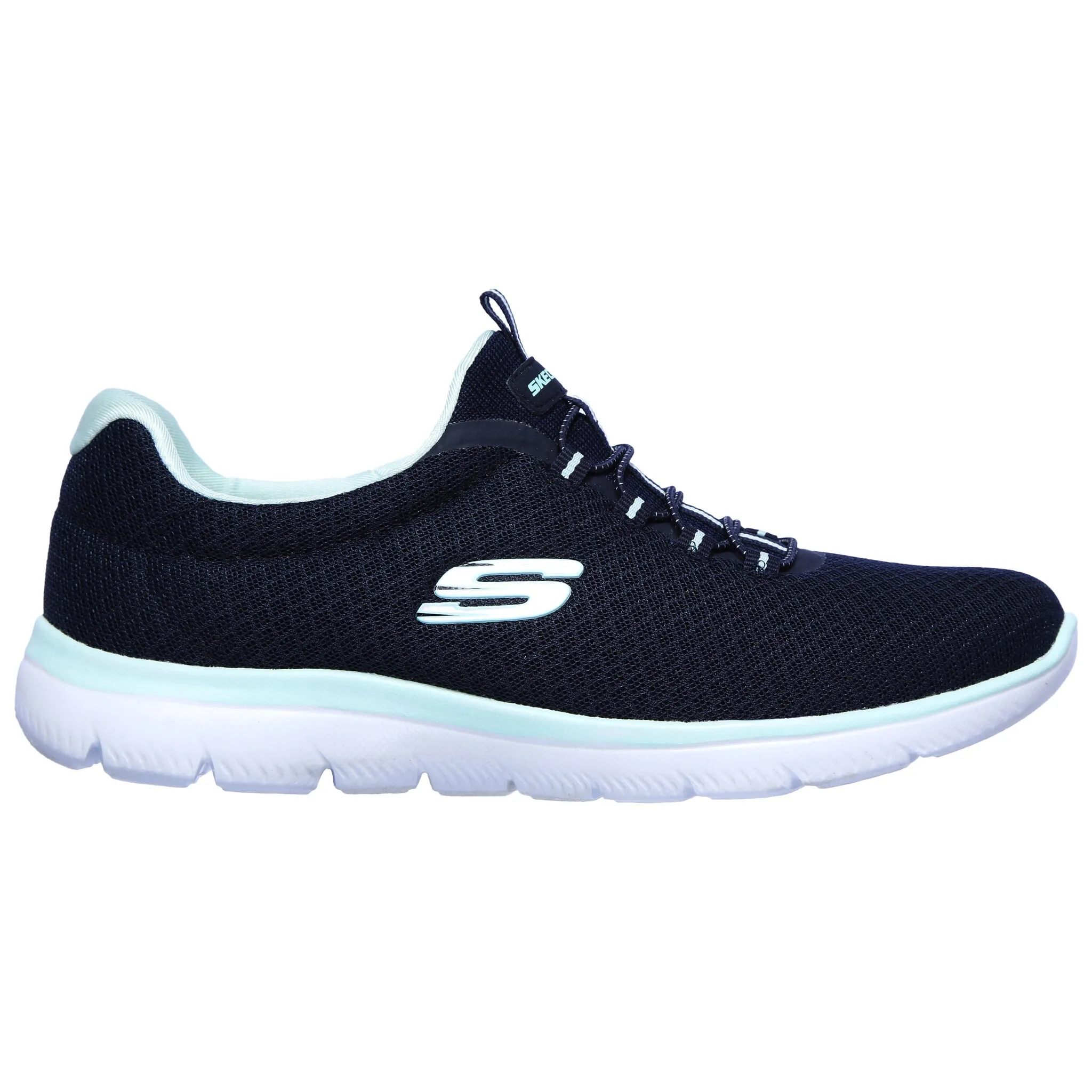 Слипоны Skechers "SUMMITS", тапочки, повседневная обувь, удобная обувь с тонкими контрастными деталями, цвет Navy-Mint — фото 3