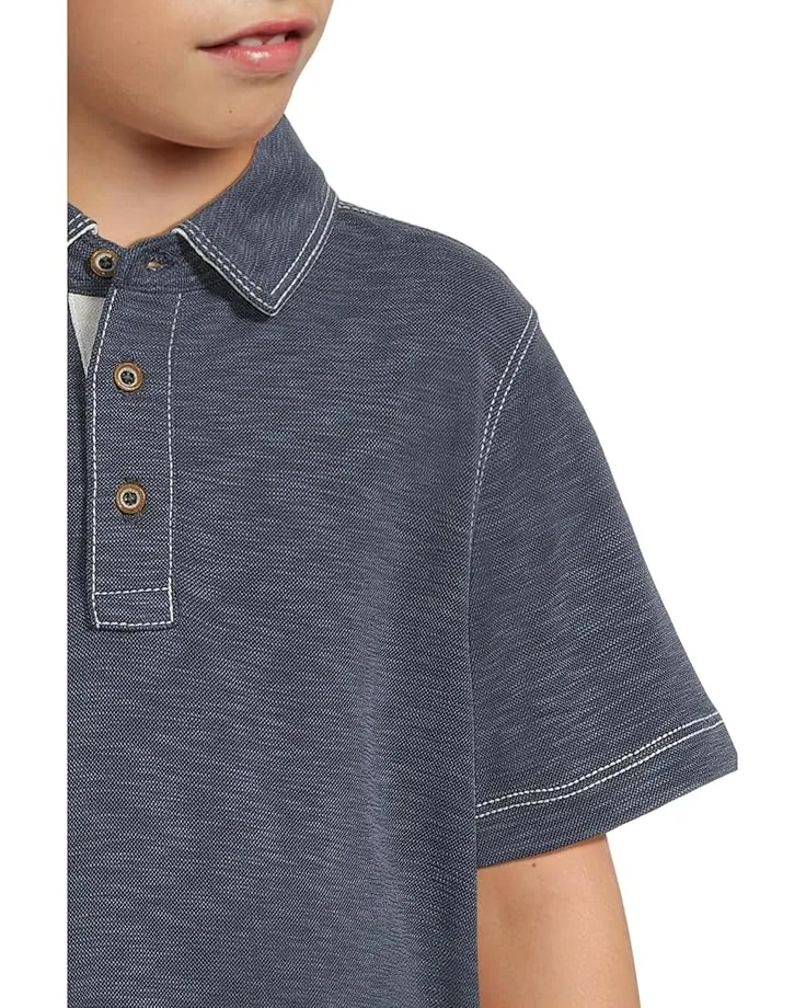Поло Johnston & Murphy Kids Vintage Slub Polo (Big Kid), NavySee Less — фото 3