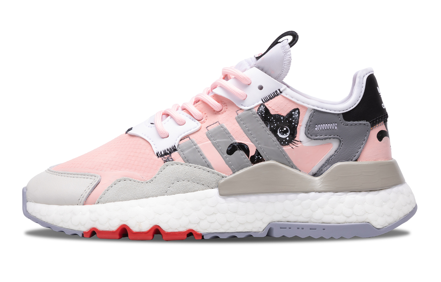 

Кроссовки Adidas Originals Nite Jogger Mu, Meow~ I See You!, нескользящие, износостойкие, повседневные, унисекс, Adidas Originals, розовый