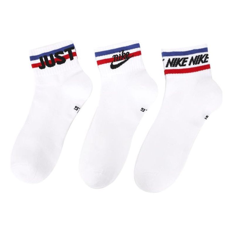 

Носки Nike Everyday Ankle Alphabet Logo Pattern Casual Sports Socks 3 Pairs White, белый
