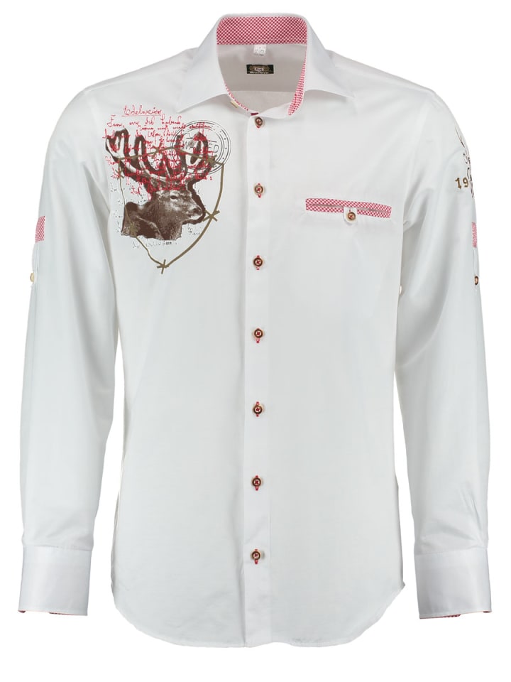 

OS-Trachten Традиционная рубашка Irono белого и темно-красного цвета