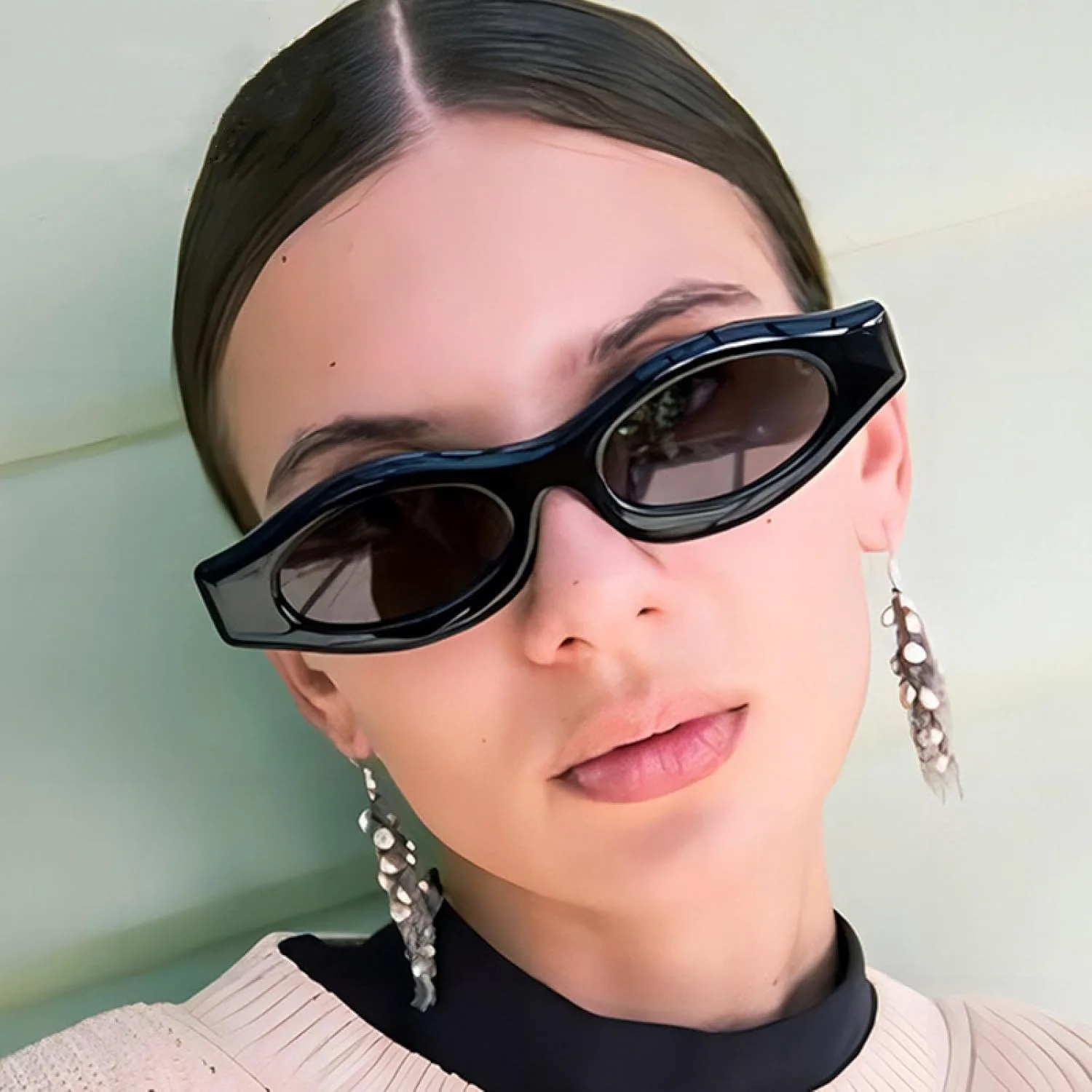 

Панк-очки овальной формы для женщин, винтажные, в маленькой оправе, роскошные, модные, для активного отдыха, защита от УФ-излучения UV400 TVTBBVV, C4browngreen