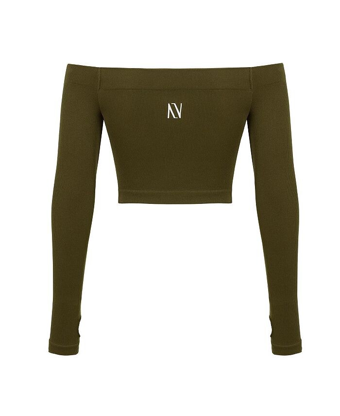 

Женский укороченный топ с открытыми плечами NOCTURNE, цвет Khaki