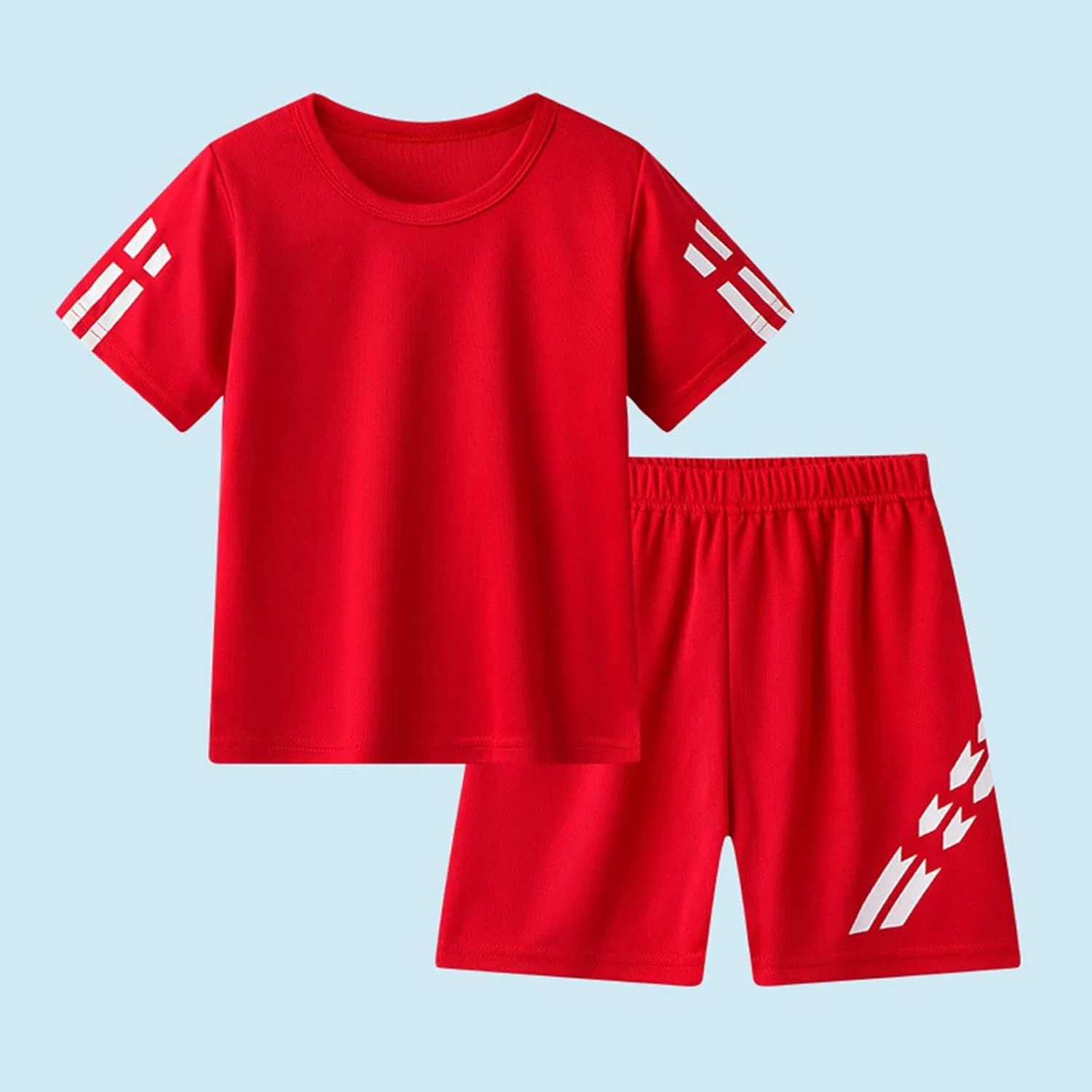 Детский спортивный костюм AOREUGL, 2 предмета, футболка и шорты, A04-red — фото 2
