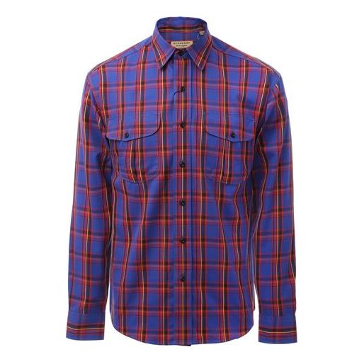 

Рубашка men's plaid long sleeves shirt blue red plaid Burberry, красный