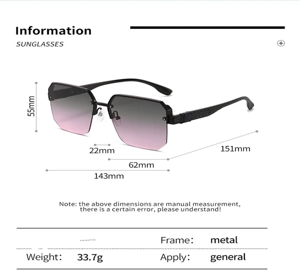 

Классические мужские солнцезащитные очки в металлической полуободковой оправе, модный тренд, солнцезащитные очки для вождения с защитой от УФ-излучения KTUCN, Pink