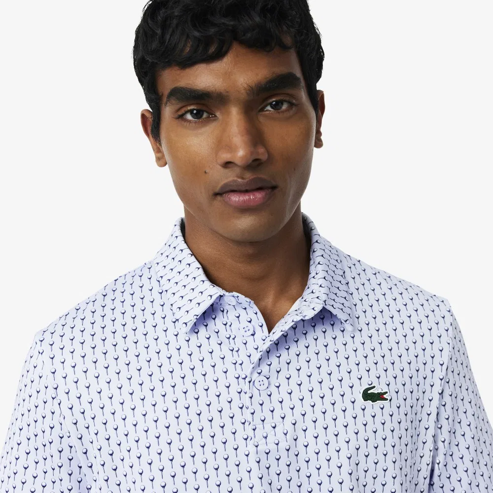 Футболка-поло Lacoste Мужская AOP с коротким рукавом, для гольфа, синий — фото 2