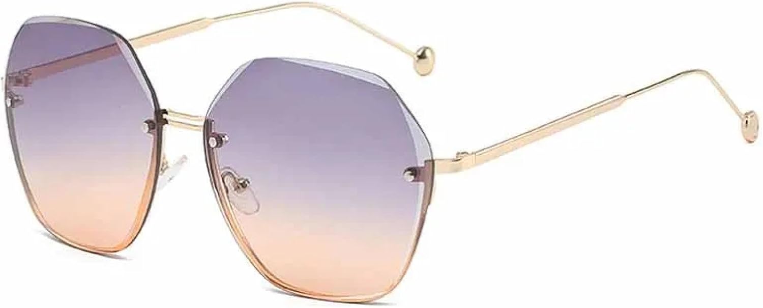 

Солнцезащитные очки без оправы, многоугольные, в стиле ретро, ​​классические, роскошные, для вождения и путешествий, с защитой от УФ-излучения UV400 TKKTLLT, Gold Gray Yellow