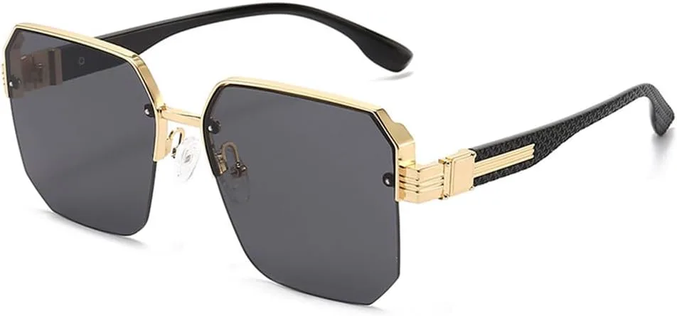 

Винтажные солнцезащитные очки без оправы для мужчин, солнцезащитные очки в полуободковой оправе для женщин, градиентные очки, защита от УФ-излучения UV400 HDUBFY, 2