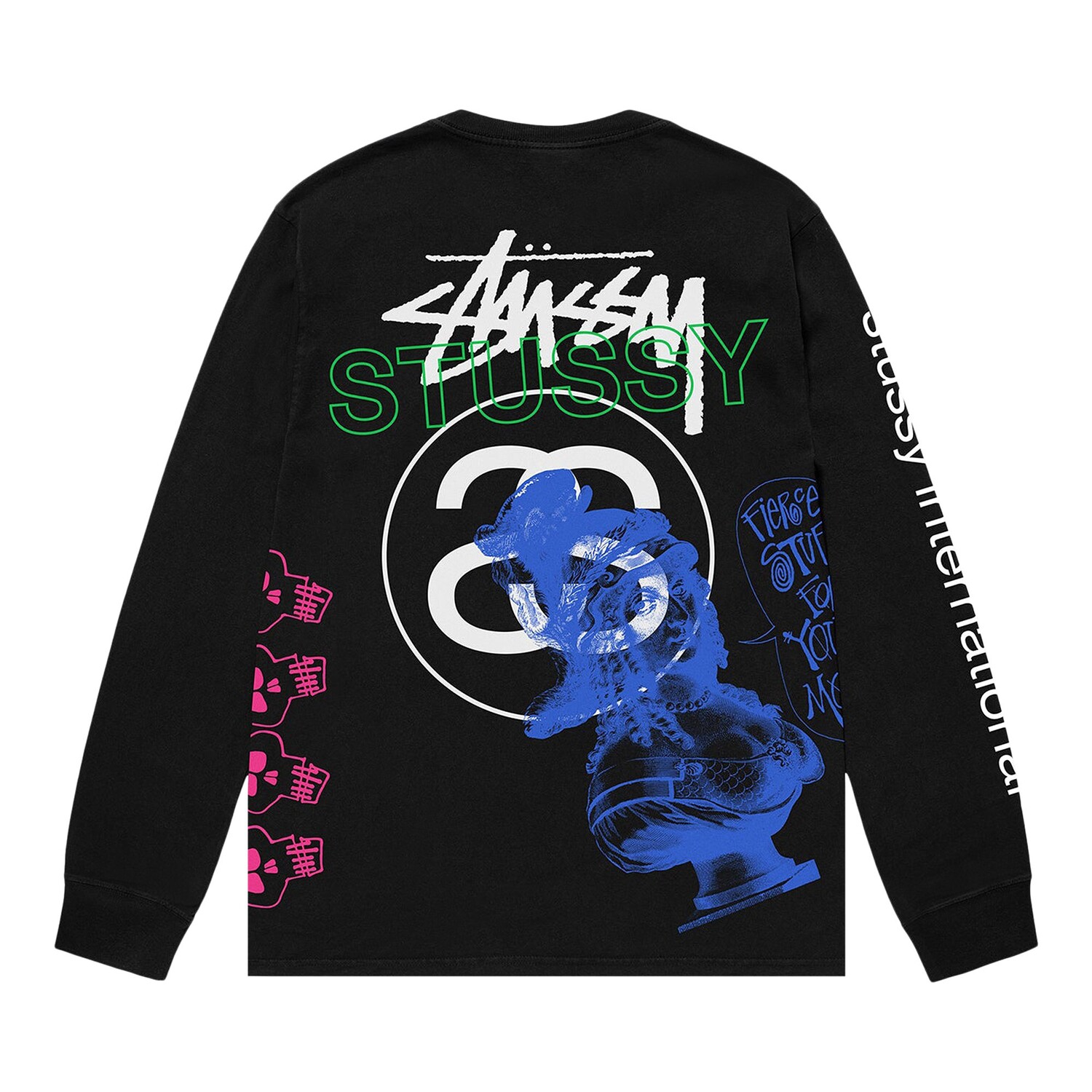 Футболка с длинными рукавами Stussy Test Strike, окрашенная в пигмент, черная — фото 2