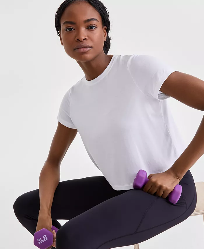 

Женская трикотажная футболка с короткими рукавами и круглым вырезом, размеры XS–4X ID Ideology, ярко-белый