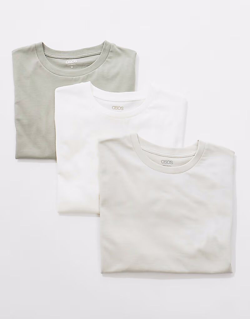 

ASOS DESIGN Essential, набор из 3 футболок с круглым вырезом разных цветов